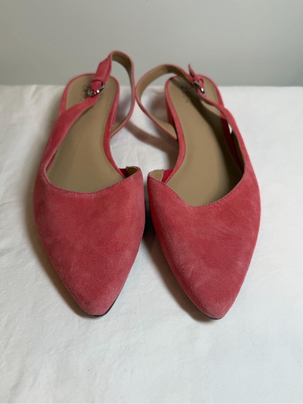 Naturalizer 11 banks suede leather pink Slingback mule stack pump point toe shoe